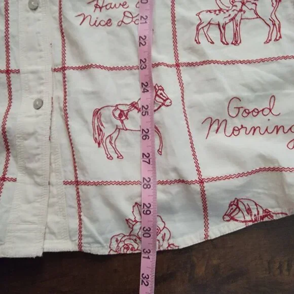 Free People Have A Nice Day Top Womens L Country Western Rodeo Casual Embroidery - Picture 5 of 8